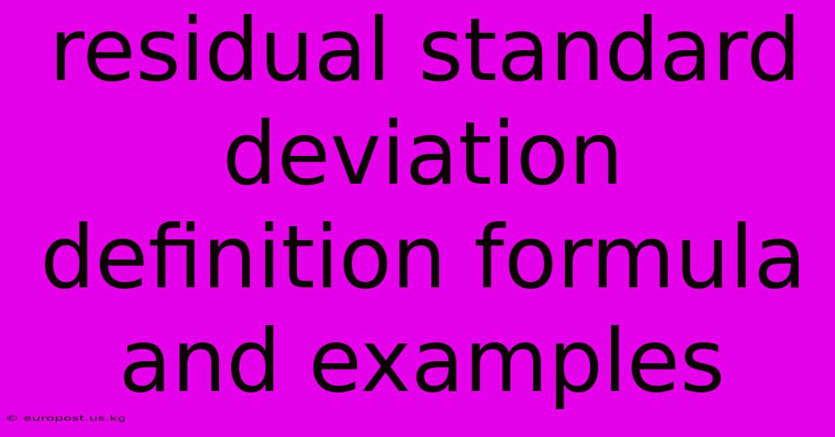 Residual Standard Deviation Definition Formula And Examples