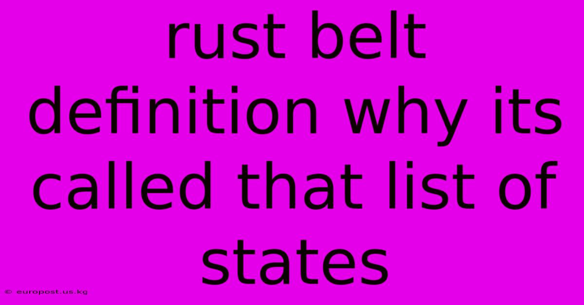 Rust Belt Definition Why Its Called That List Of States