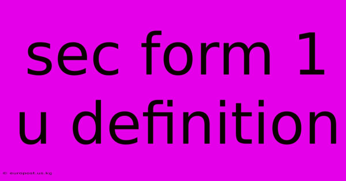 Sec Form 1 U Definition