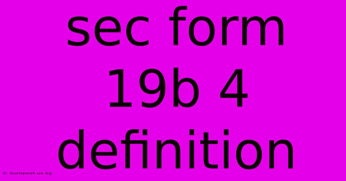 Sec Form 19b 4 Definition