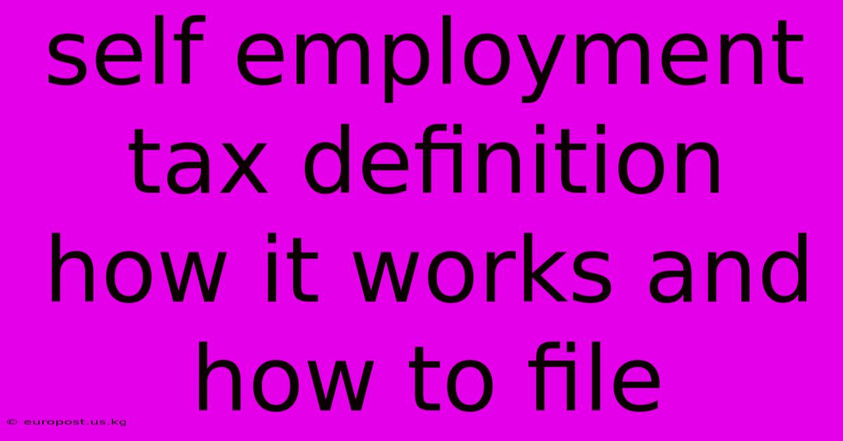 Self Employment Tax Definition How It Works And How To File