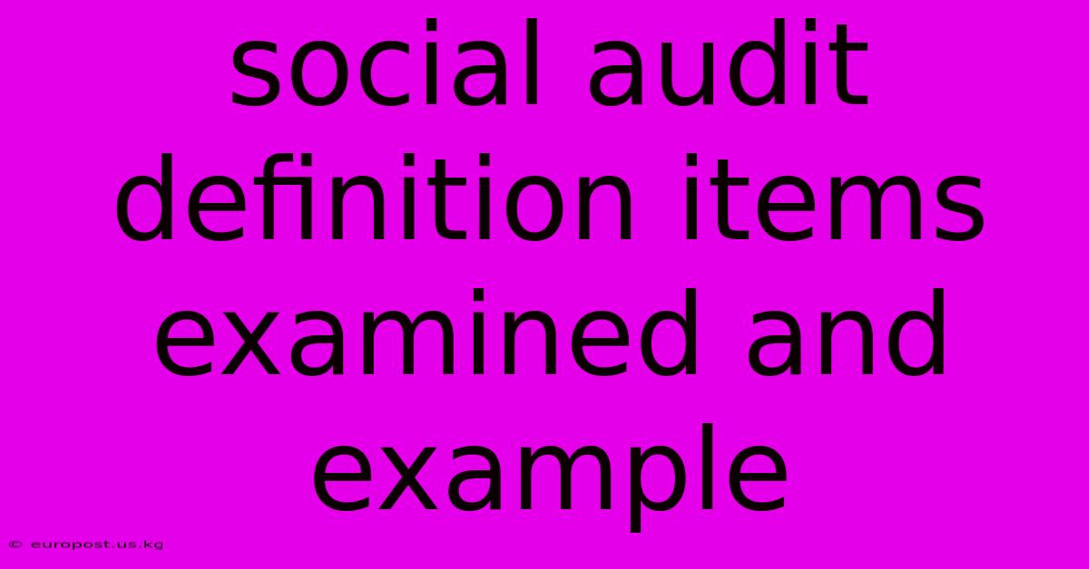 Social Audit Definition Items Examined And Example