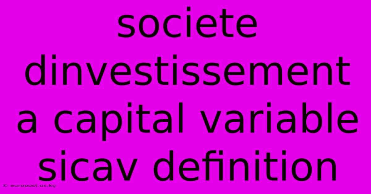 Societe Dinvestissement A Capital Variable Sicav Definition