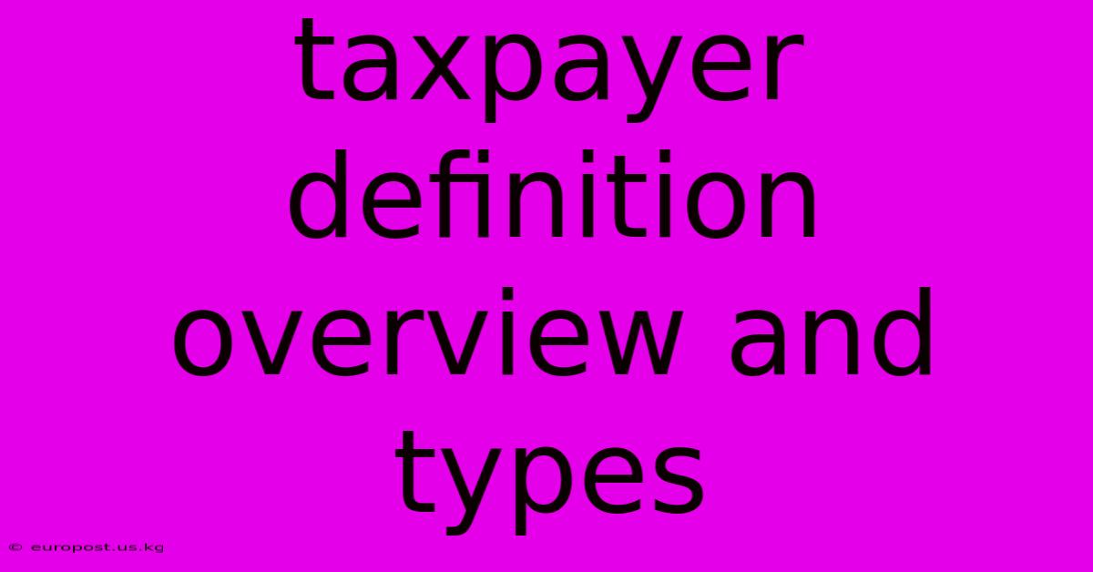 Taxpayer Definition Overview And Types