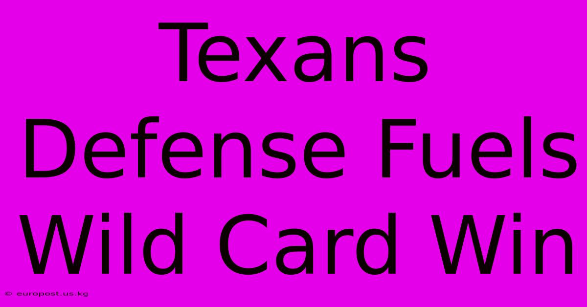 Texans Defense Fuels Wild Card Win