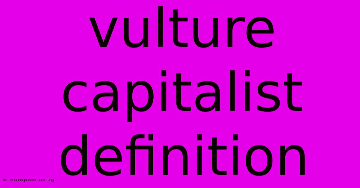 Vulture Capitalist Definition