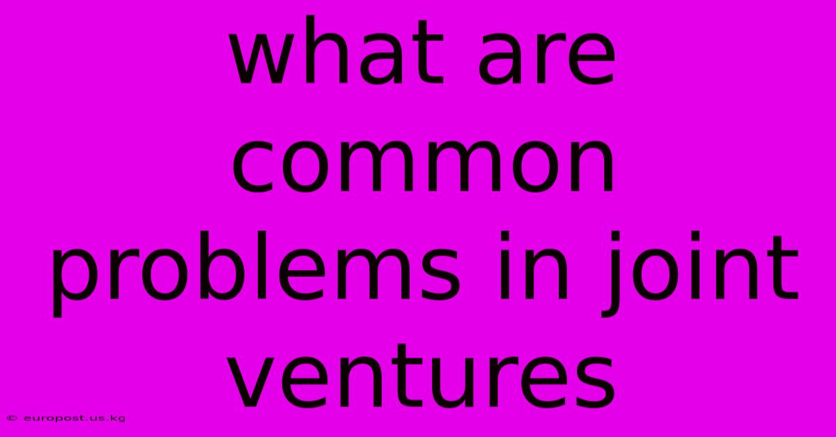 What Are Common Problems In Joint Ventures