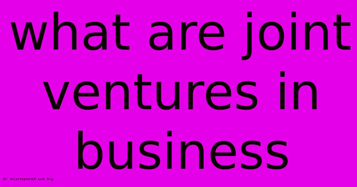 What Are Joint Ventures In Business