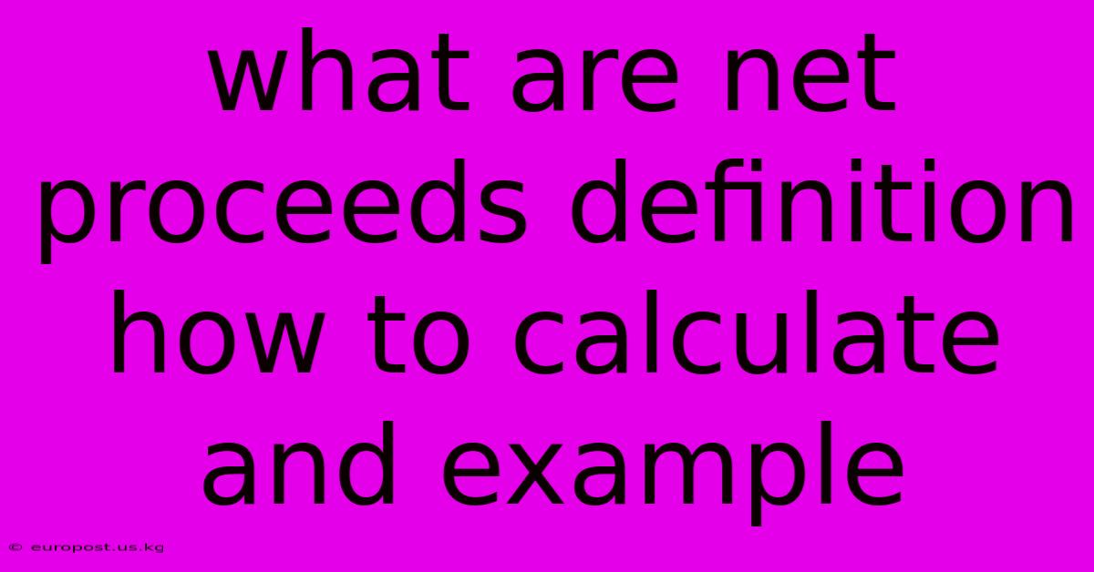 What Are Net Proceeds Definition How To Calculate And Example