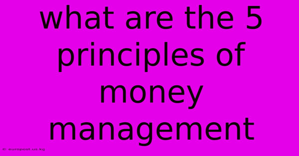 What Are The 5 Principles Of Money Management