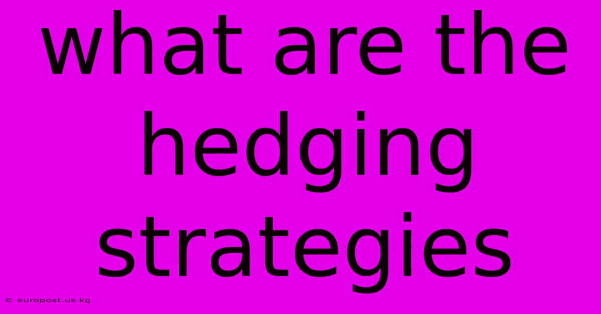 What Are The Hedging Strategies