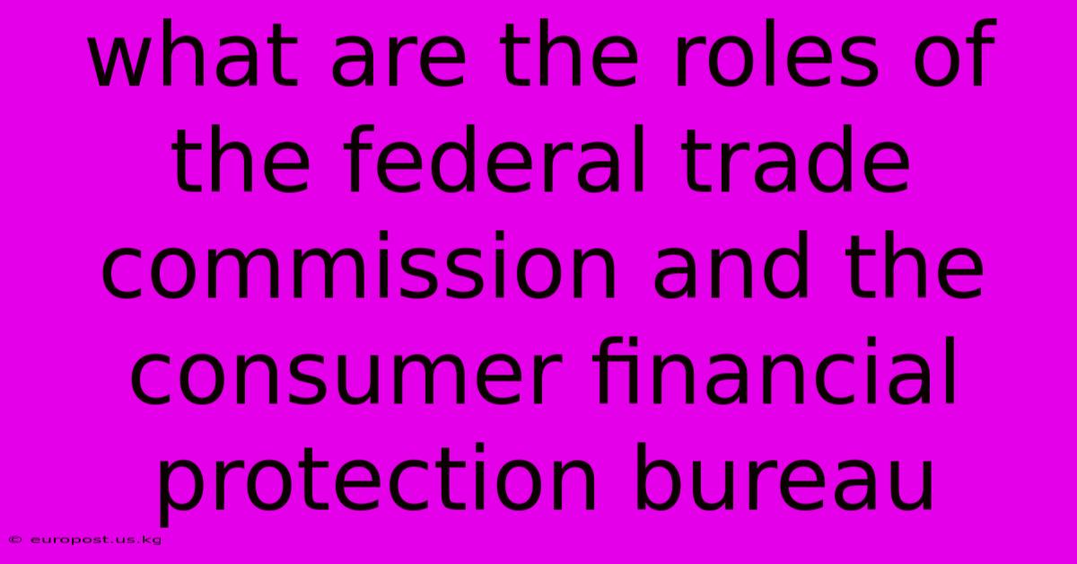 What Are The Roles Of The Federal Trade Commission And The Consumer Financial Protection Bureau