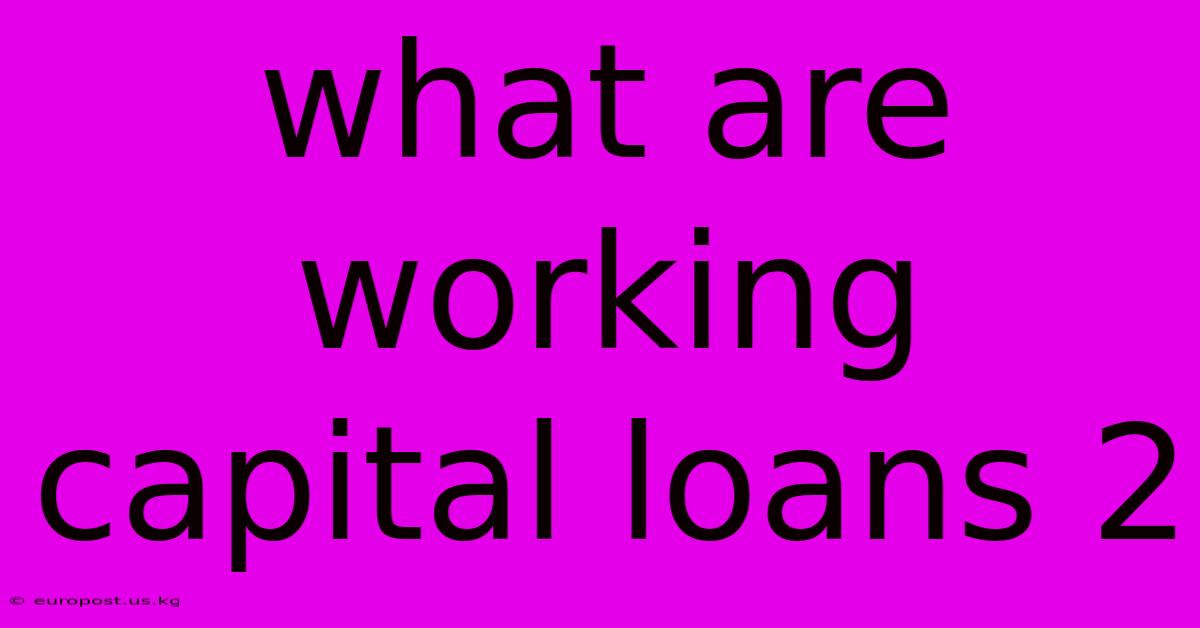 What Are Working Capital Loans 2