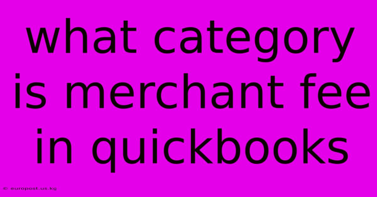 What Category Is Merchant Fee In Quickbooks