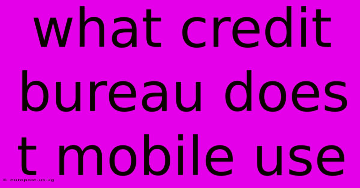 What Credit Bureau Does T Mobile Use