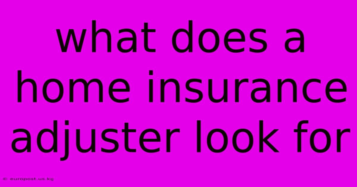 What Does A Home Insurance Adjuster Look For