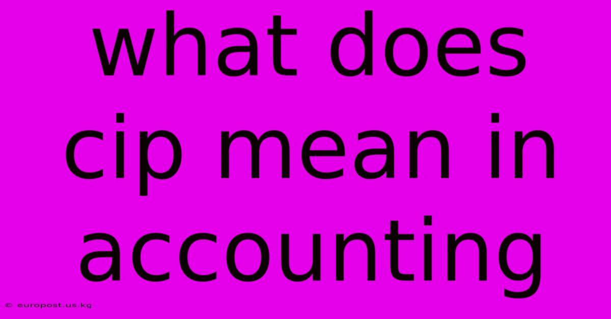 What Does Cip Mean In Accounting