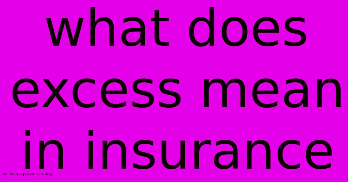 What Does Excess Mean In Insurance