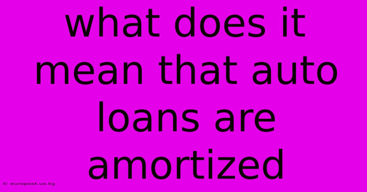 What Does It Mean That Auto Loans Are Amortized