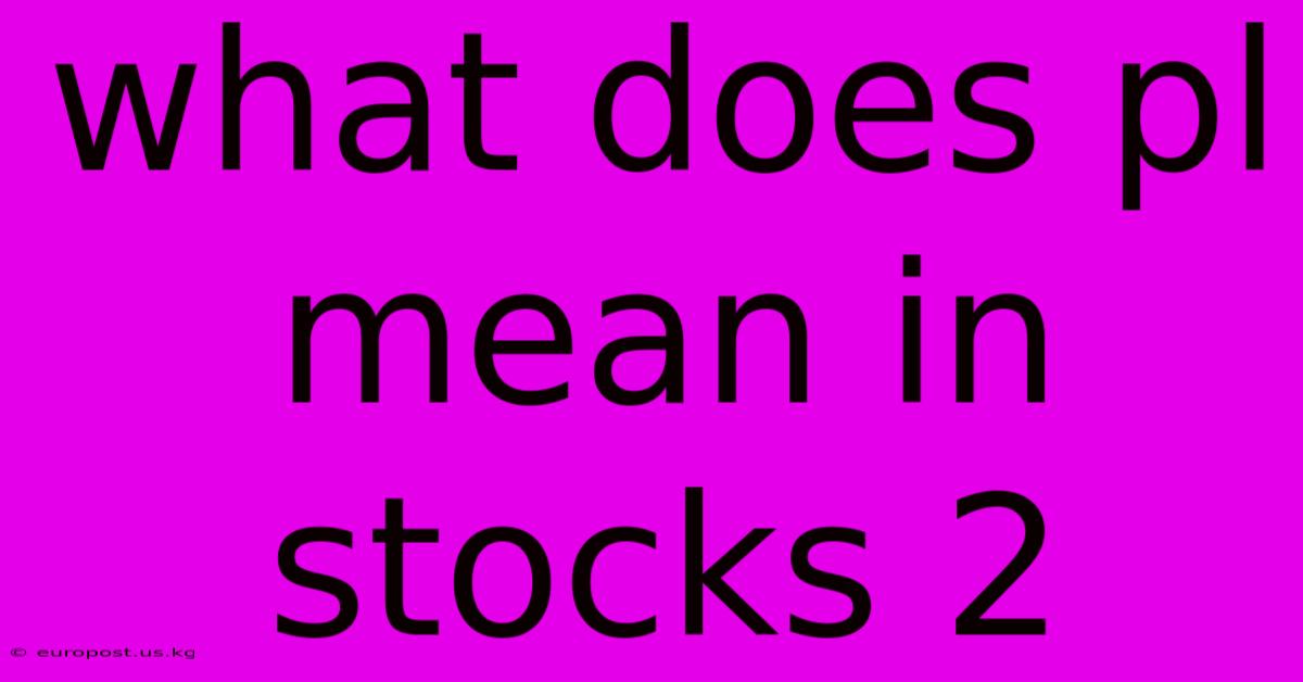 What Does Pl Mean In Stocks 2