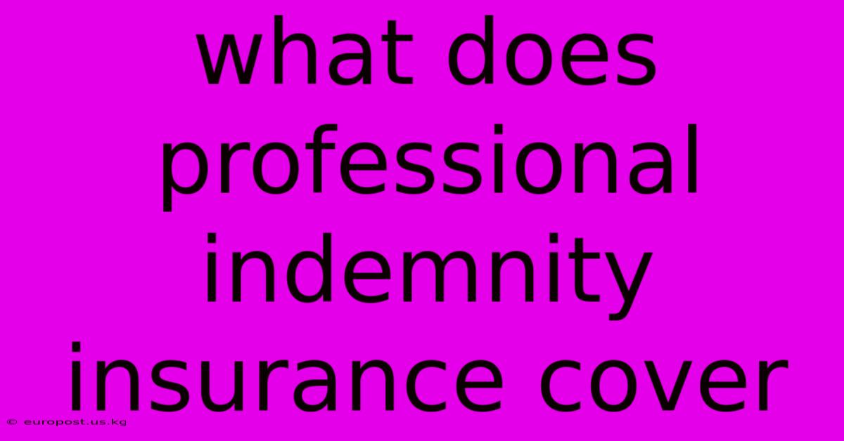 What Does Professional Indemnity Insurance Cover