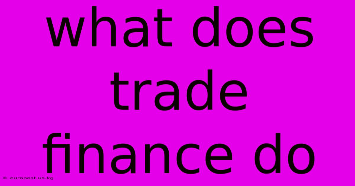 What Does Trade Finance Do