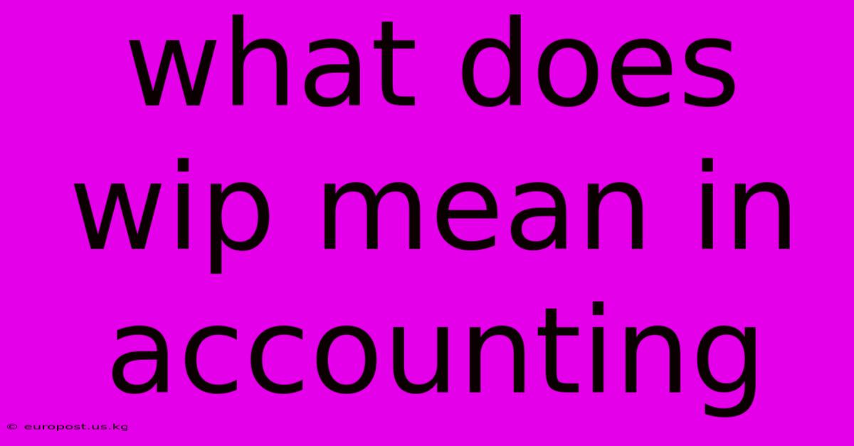 What Does Wip Mean In Accounting