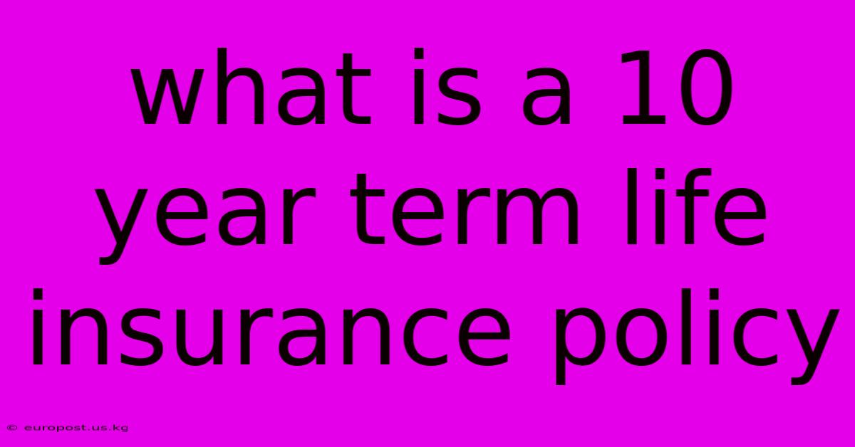 What Is A 10 Year Term Life Insurance Policy