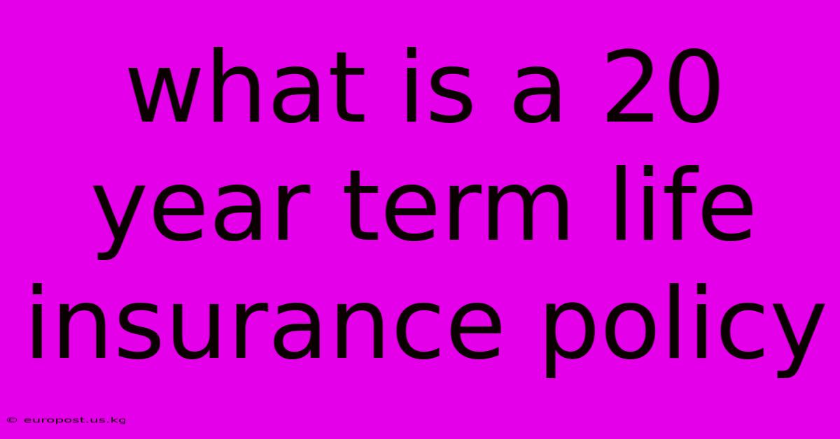 What Is A 20 Year Term Life Insurance Policy