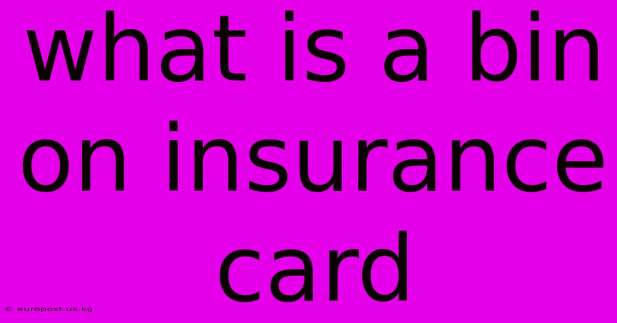 What Is A Bin On Insurance Card