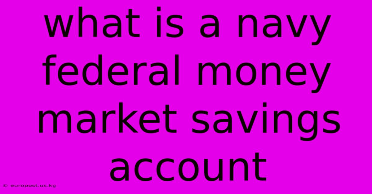 What Is A Navy Federal Money Market Savings Account