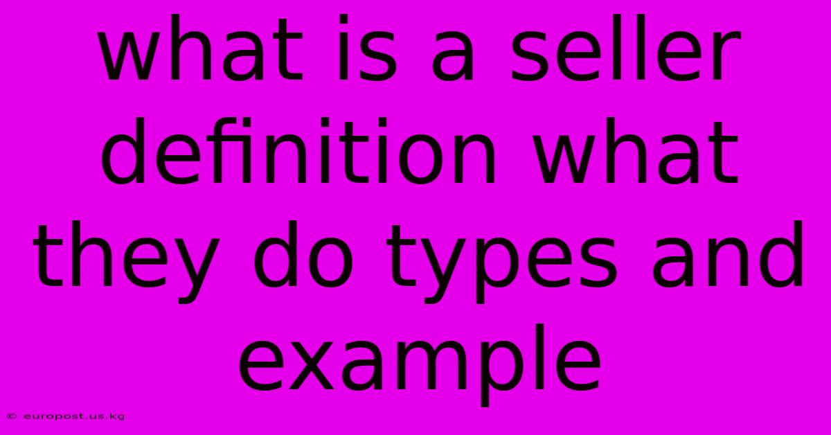 What Is A Seller Definition What They Do Types And Example