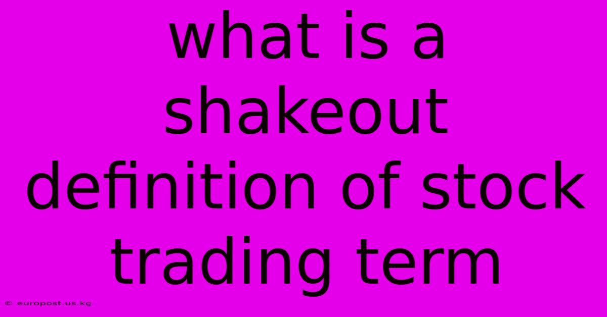 What Is A Shakeout Definition Of Stock Trading Term