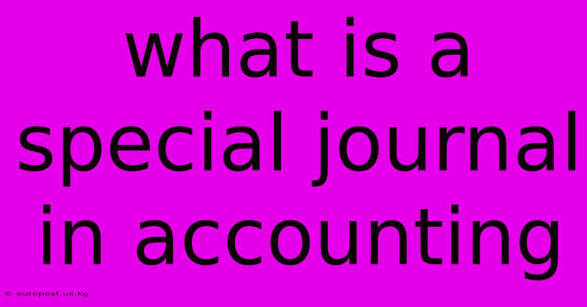 What Is A Special Journal In Accounting