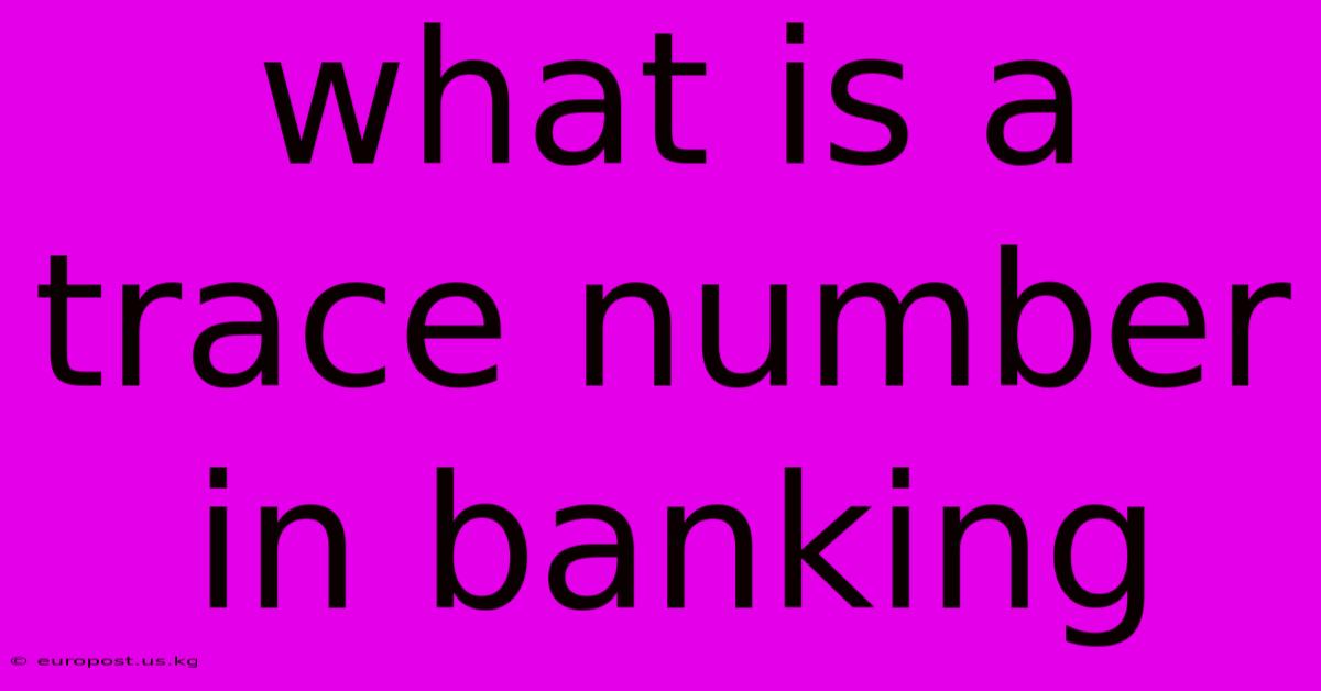 What Is A Trace Number In Banking