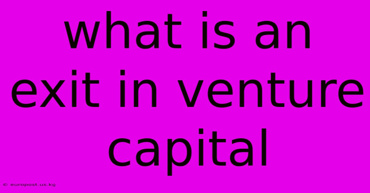 What Is An Exit In Venture Capital