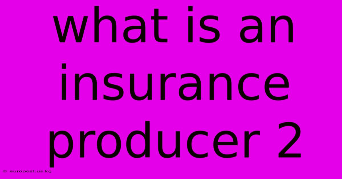 What Is An Insurance Producer 2