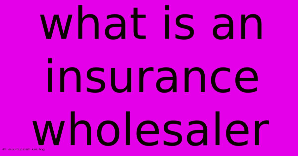 What Is An Insurance Wholesaler