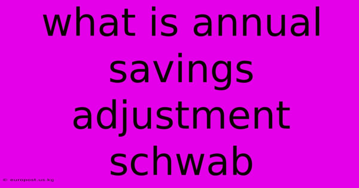 What Is Annual Savings Adjustment Schwab