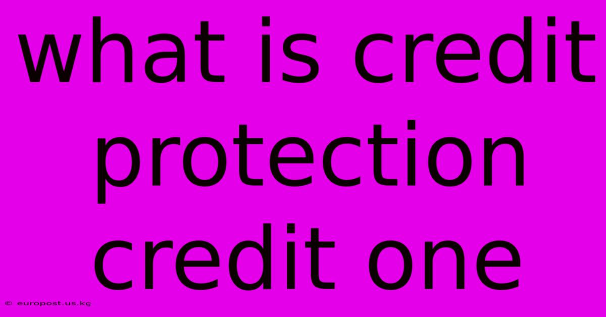 What Is Credit Protection Credit One