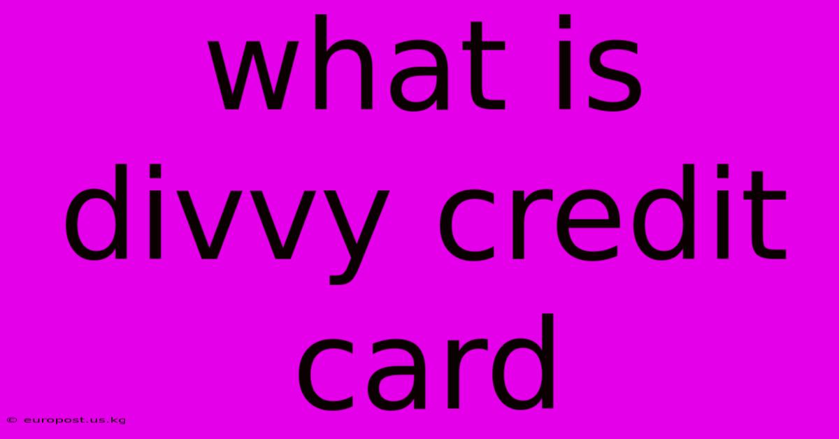 What Is Divvy Credit Card