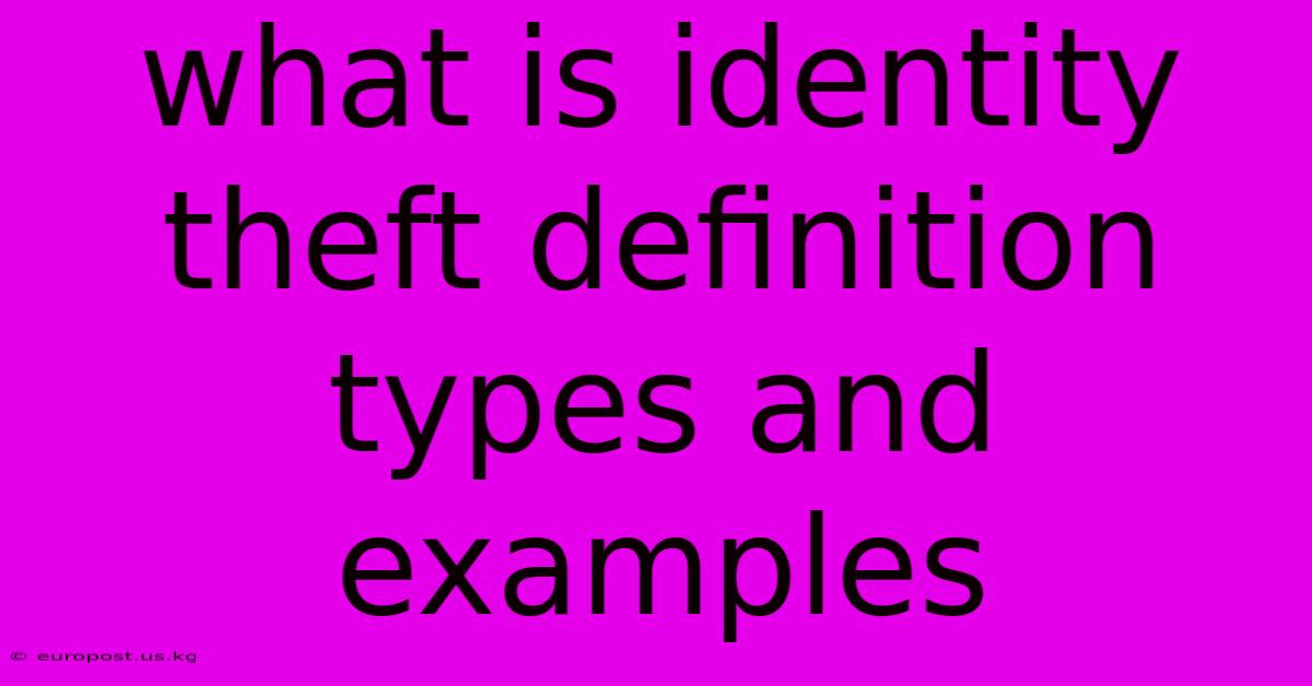 What Is Identity Theft Definition Types And Examples