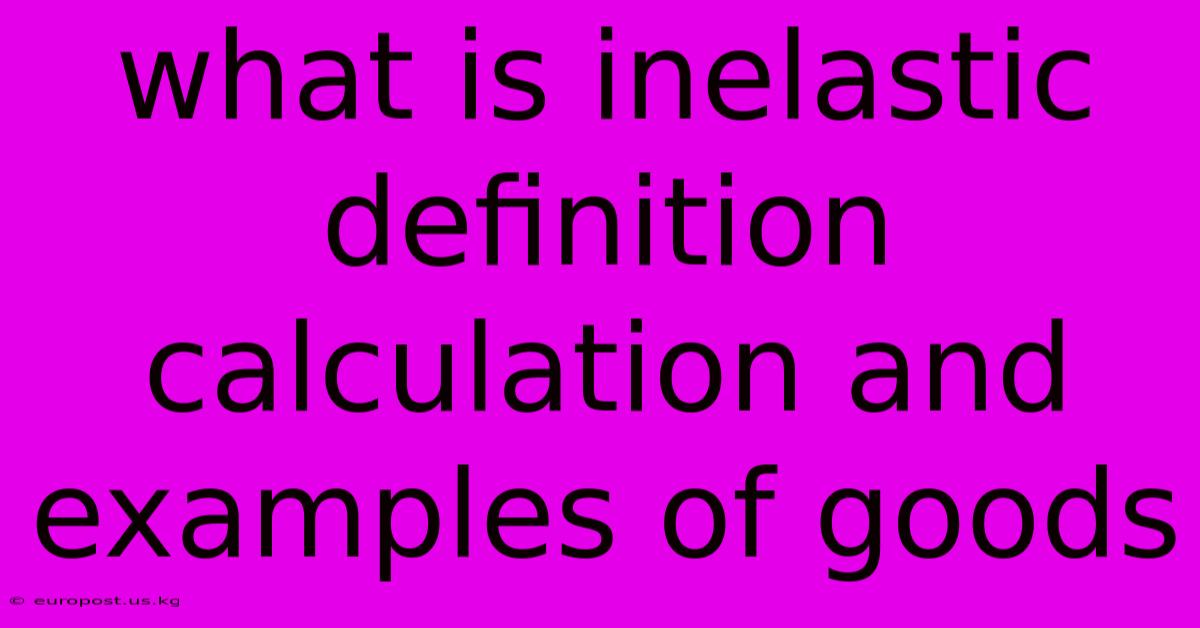 What Is Inelastic Definition Calculation And Examples Of Goods