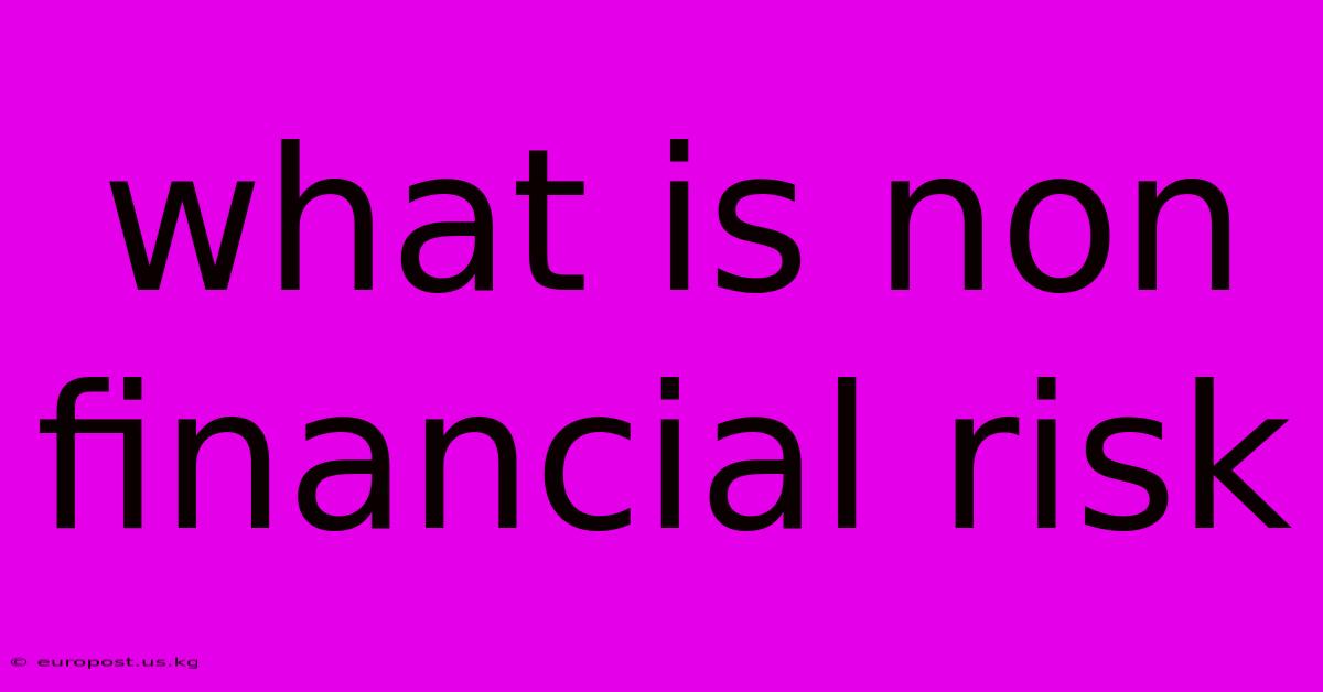 What Is Non Financial Risk