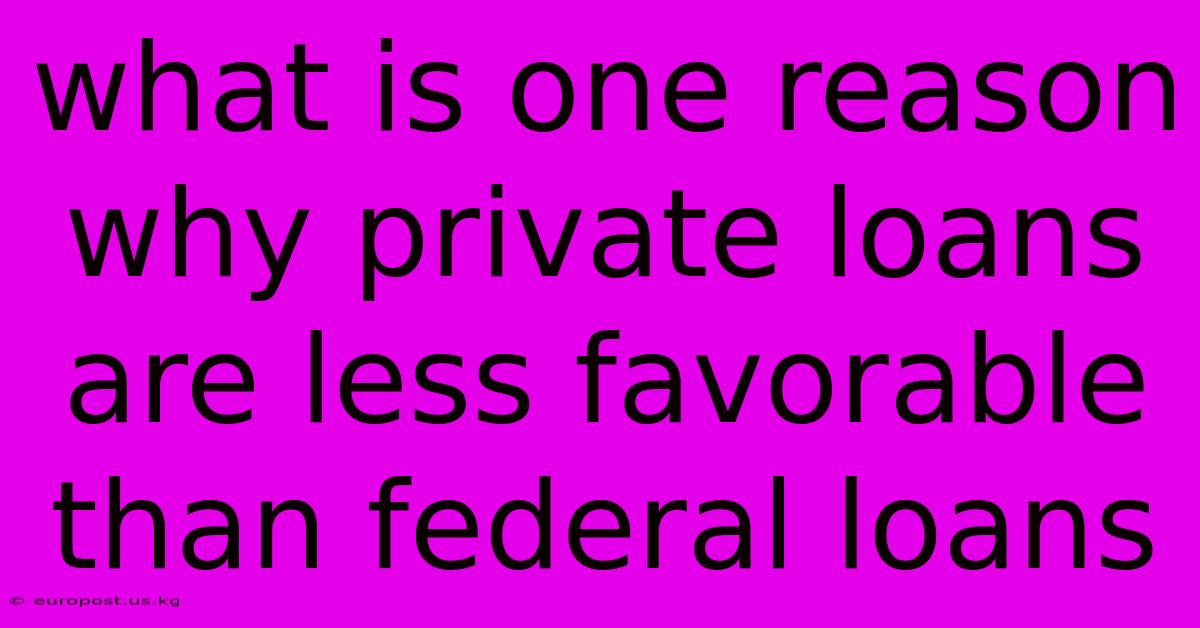 What Is One Reason Why Private Loans Are Less Favorable Than Federal Loans