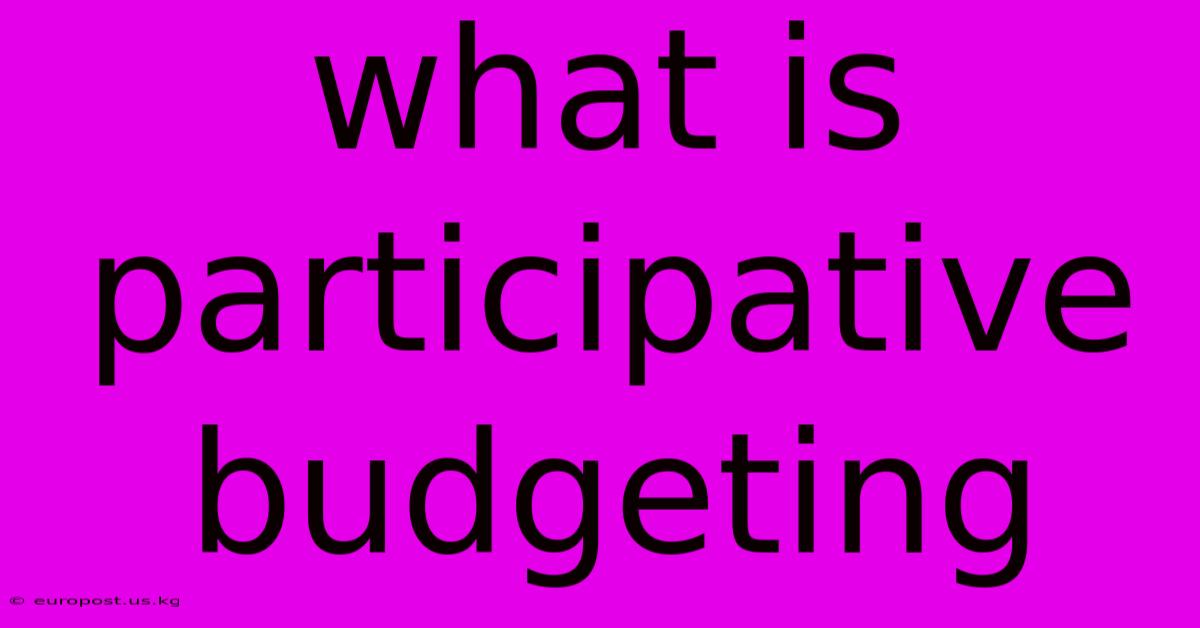 What Is Participative Budgeting