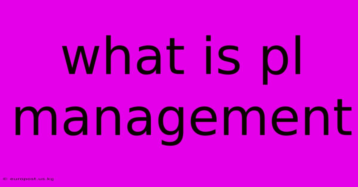 What Is Pl Management