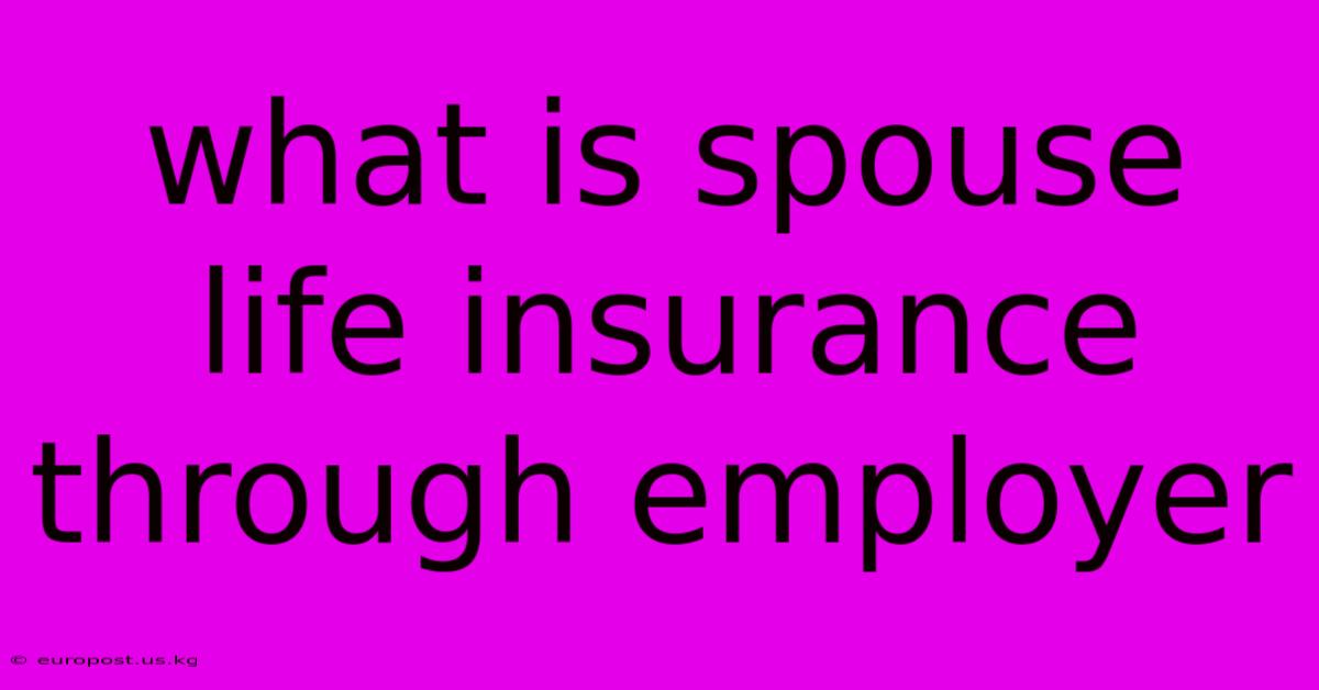 What Is Spouse Life Insurance Through Employer