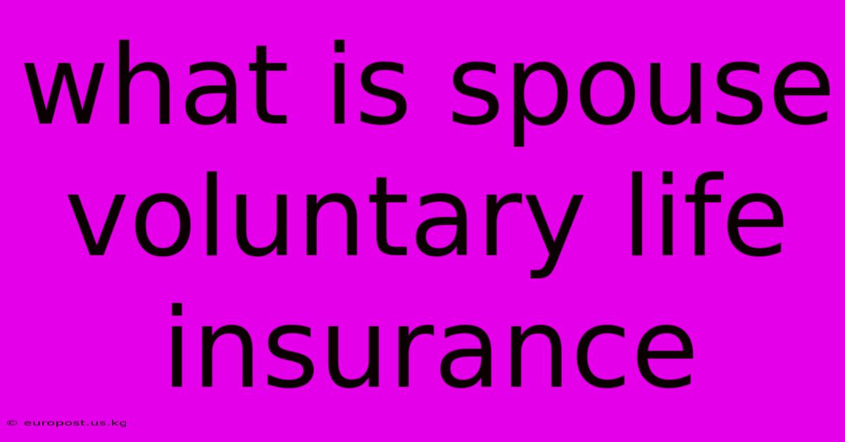 What Is Spouse Voluntary Life Insurance