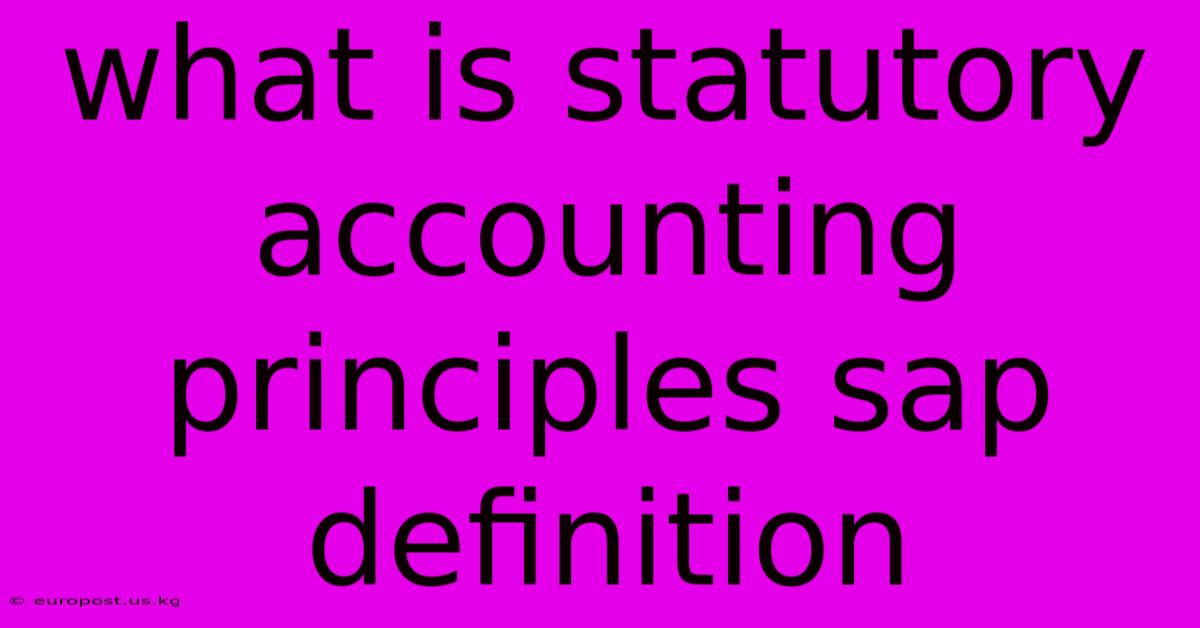 What Is Statutory Accounting Principles Sap Definition